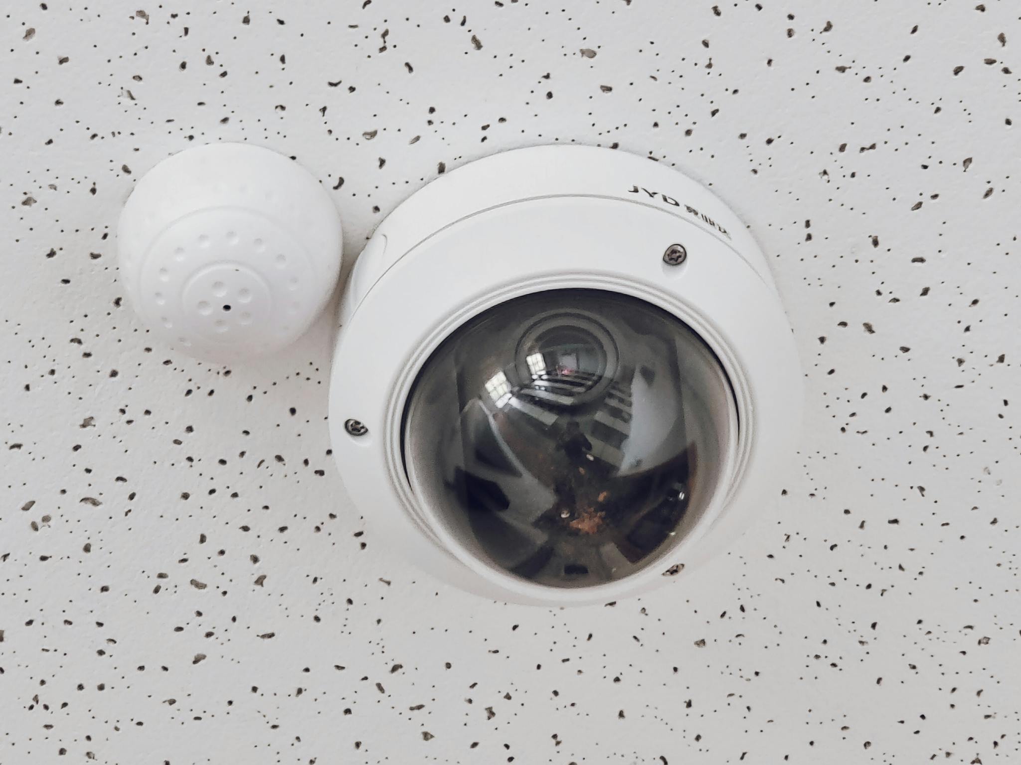 Close Up Of A Round Dome Surveillance Camera